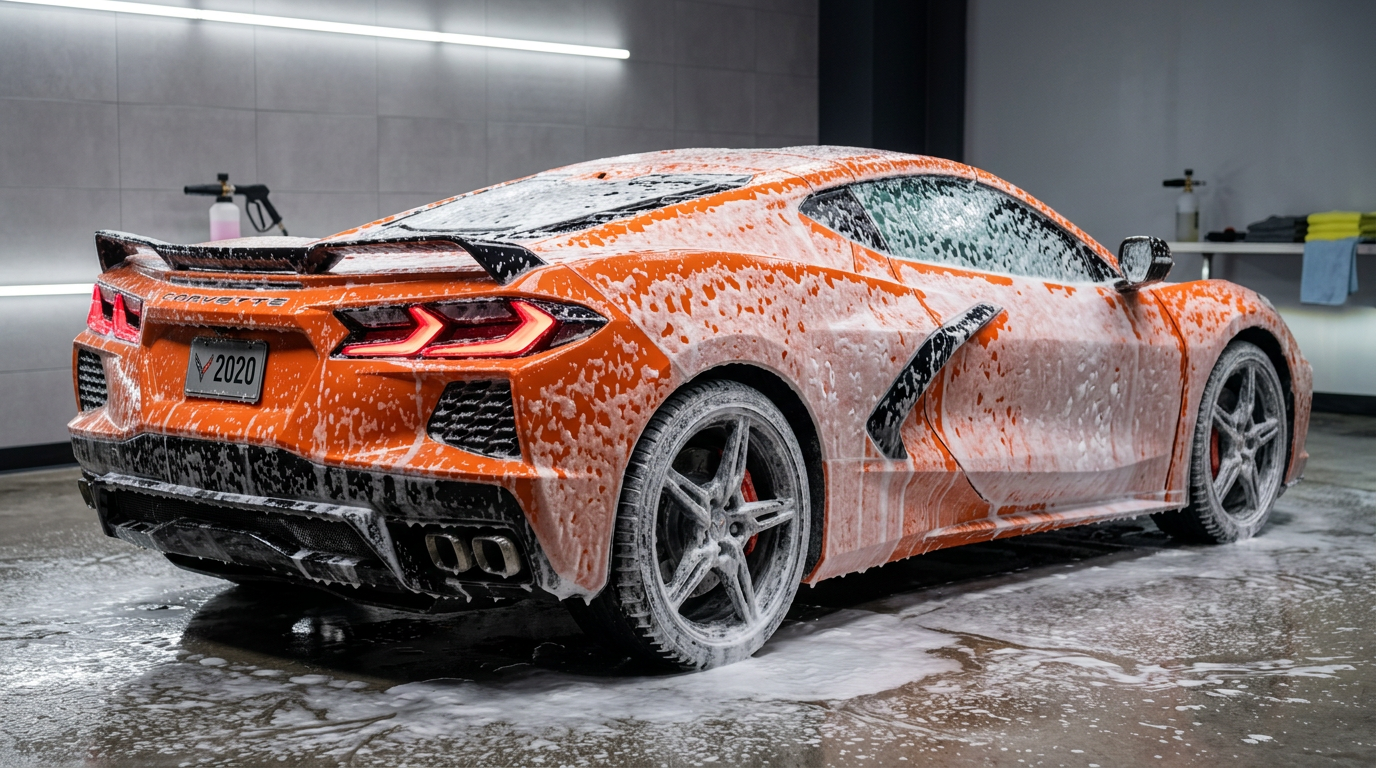 Foam wash on SUV
