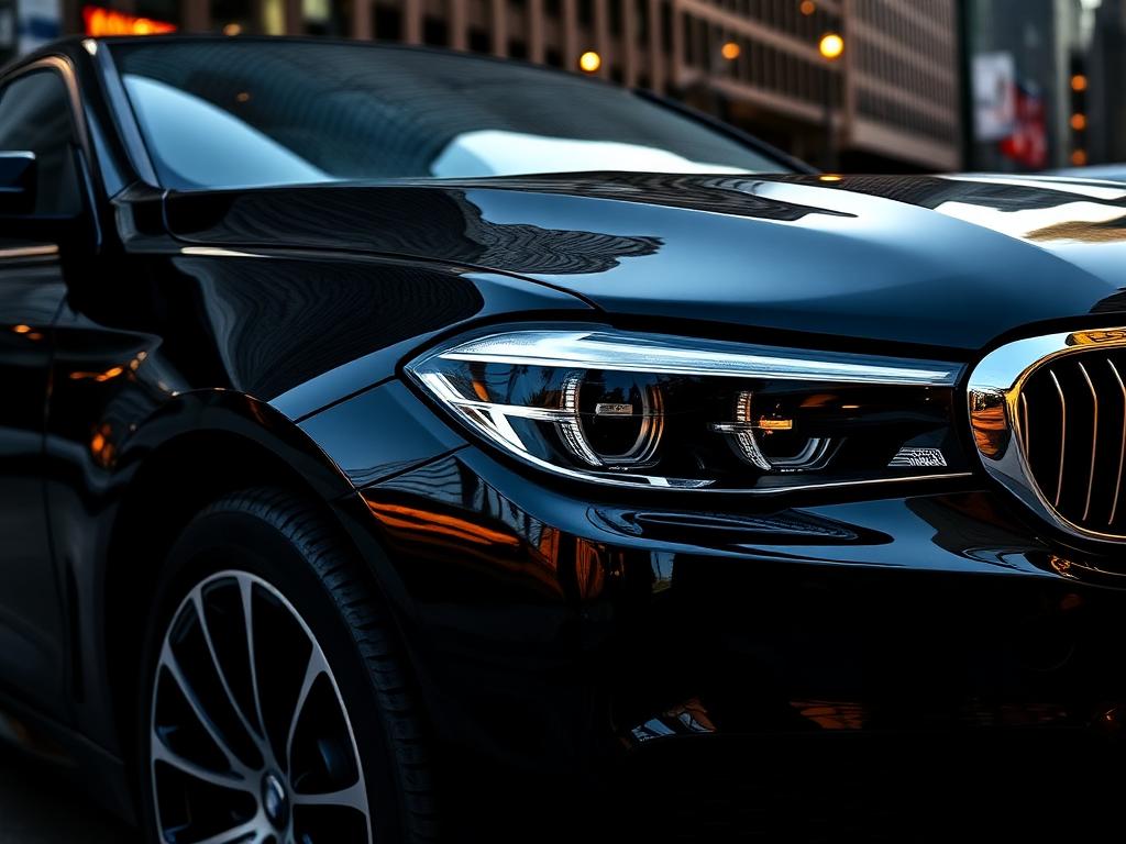 Glossy black BMW after detail
